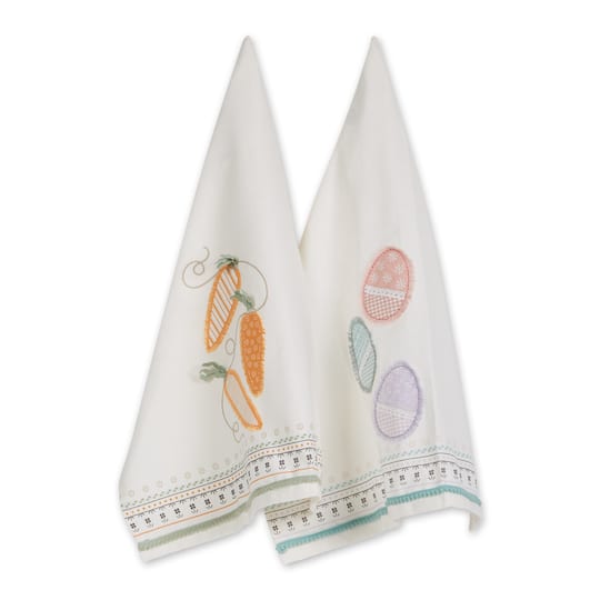 Carrots And Eggs Embellished Dishtowel (Set of 2) By Dii in Carrots/Eggs | 18" x 28" | Michaels®
